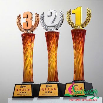 Cúp Pha Lê Màu Top1, Top 2, Top 3