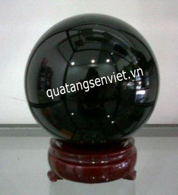 Bộ để bàn pha lê - quả cầu thạch anh đen